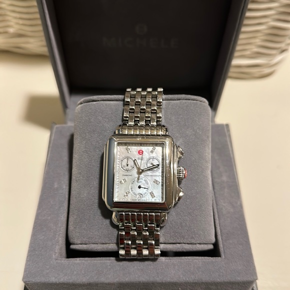 MICHELE Ladies Deco Mother of Pearl Dial Chronograph Stainless Steel - Picture 3 of 14